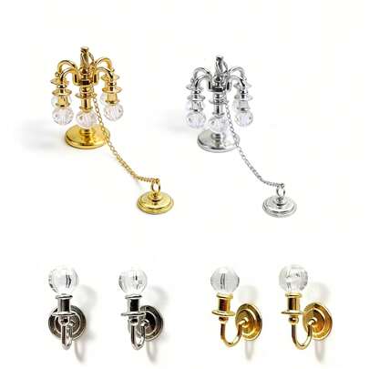 1:12 Scale Miniature Metal Crystal Pendant Light, 1 Pair Crystal Wall Lamps, Hanging Crystal Lamps, Mini Furniture Micro Living Room Scene Model, Suitable For Dollhouse Living Room, Bedroom, Kitchen, Wall, Ceiling Decor, Doll House Lighting, Vintage Style, Exquisite Handicraft, Suitable For Room Decor, Bedroom Accessories, Dollhouse Decor, DIY Micro Landscape Decor, Photography Props, Wall Decor, Holiday Hanging Decor, Personalized Gifts, Eid Al-Fitr, Eid Al-Adha