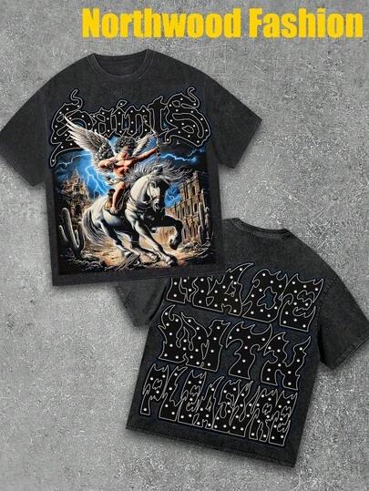 Saints Ride With Pleasure, Cotton T-Shirt, Wash-Worn Vintage Style, Machine Washable, Unisex, Suitable For Casual Outings