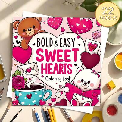 《爱心与热可可：一本色彩鲜艳、轻松甜蜜的涂色书》（22页加厚纸升级版），专为女性设计，色彩明亮，舒缓压力，适合马克笔，也适合青少年，融合了奇幻和诡异元素。是情人节、生日和其他节日的理想礼物。也是万圣节、返校季、送给成人、圣诞节、艺术手工、DIY休闲和涂鸦的绝佳选择。