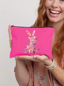 [Bolsa de almacenamiento con temática de Pascua] Bolsa de maquillaje con un lindo patrón de conejo impreso, bolsa de almacenamiento de gran capacidad, bolsa de maquillaje de uso diario, bolsa de almacenamiento multifuncional, bolsa de viaje ligera, regalo exquisito, recuerdo de viaje para amigos, bolsa de almacenamiento de viaje esencial, adecuada para ir y volver del trabajo, regreso a la escuela, regalos del Día de San Valentín, conejito de Pascua floral, regalo del Día de la Independencia - Multicolor - Ver 12