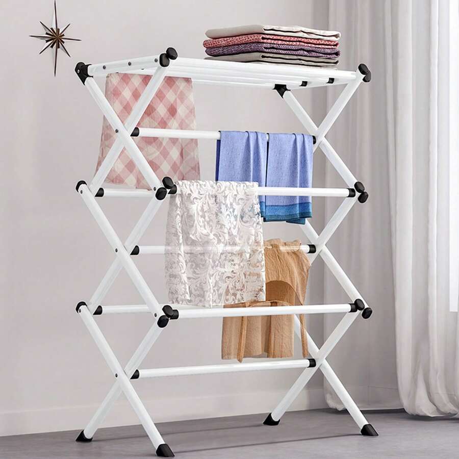 Expandable Foldable Clothes Drying Rack Indoor Laundry Drying Rack Towel Rack - A - Ver 1