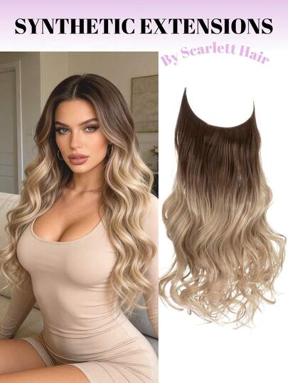 16英寸/22英寸无缝波浪卷发接发，隐形网状发片，一体式合成假发，可增加女性发量，适合派对、节日、日常佩戴、美容院、角色扮演、婚礼、Y2K、洛丽塔、JK风格、细软发质、新手、所有肤色，新年礼物、情人节礼物