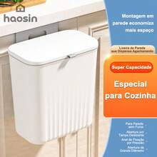 [haosin]Lixeira de Parede 9L(2.38Gal) Branco Estilo Creme | Ideal para Cozinha Sala Quarto | Portátil com Gancho Grátis | Presente Perfeito - Branco - Visão 5