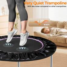 40" Foldable Mini Trampoline, With Durable Bungee Band And Adjustable Foam Handle For Home Gym,Indoor Trampoline For Kids, Adults Indoor/Garden Workout, Fitness Rebounder With Adjusta - 黑色 - 查看 5