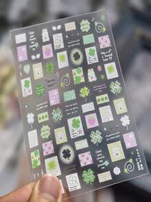 1pc Cute Clover, Strawberry, Rabbit, Flower, Star, Butterfly Wing Decor Nail Art Sticker, 5D Self-Adhesive Nail Decals For Daily Wear & Party, Women Nail Stickers - Multicolor - View 3
