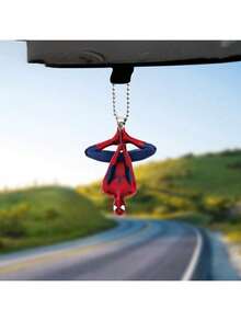 2pcs/Set 2D Spider Man Acrylic Car Keychain With Intricate Mesh Design, Superhero Mirror Hooks, Made Of Plastic - Perfect For Marvel Fans, Avengers Accessories, Vehicle Decorations, Hero Themes, Exquisite Handmade Gifts New Year's Gift, Valentine's Day Gift, Easter Gift - Multicolor - View 5