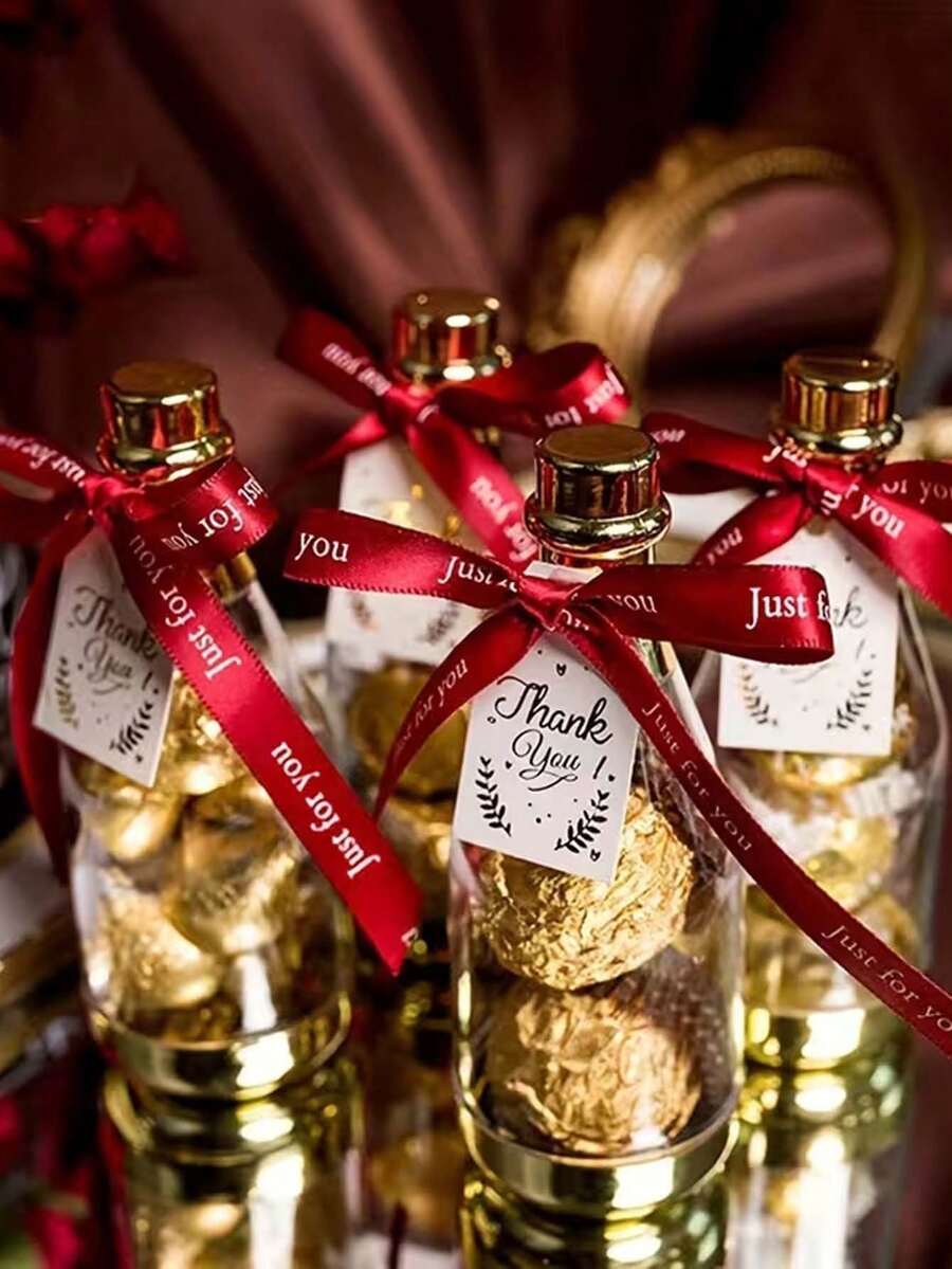 5pcs Champagne Bottle Candy Boxes - Plastic Gift Containers For Weddings, Birthdays And Parties - Perfect For Party Favors, Mother's Day, Christmas, Valentine's Day And More - Transparent Drifting Bottle - View 1