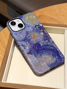 1pc Metallic Glitter Star Pattern Glossy 2-In-1 Phile Shell Full Coverage Hard Phone Case Compatible With Samsung/Compatible With IPhone 11/12/13/14/15/16/17 Pro Max - Multicolor - View 4