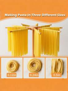 9Pcs Wooden Pasta Making Kit With 3 Size Threaded Rolling Pins, Long Rolling Pin, Rotatable Pasta Drying Rack, Gnocchi Board, Dough Cutter, Wheel Cutter, 2 Stamps - View 6
