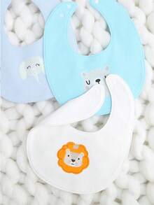 momscare 3 Cái/bộ Yếm Bé Trai Ngẫu Nhiên Với Họa Tiết Động Vật Dễ Thương - Nhiều màu - Xem 5