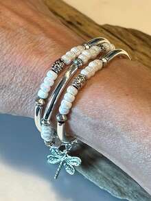 1 chiếc vòng tay mặt dây chuyền hình chuồn chuồn kiểu Bohemian cổ điển, đính hạt cườm nhiều màu sắc, làm từ kim loại và nhựa, phù hợp cho nữ giới đeo hàng ngày, dự tiệc, lễ hội âm nhạc, ngày lễ, làm quà tặng trang sức, quà tặng hàng ngày. - Nhiều màu - Xem 4