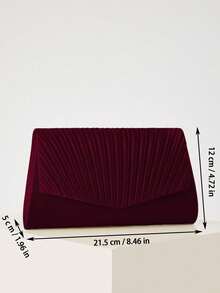REMANLAND Bolsa clutch elegante em formato de leque plissado, com design minimalista e cores vibrantes. Uma companheira perfeita para encontros, galas e coquetéis, além de um presente ideal para mulheres. - Borgonha - Ver 4