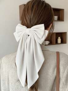 1 chiếc kẹp tóc nơ nhung trắng, kẹp tóc ruy băng satin cỡ lớn, phụ kiện tóc nơ nhung kiểu Pháp thanh lịch phù hợp cho phụ nữ và bé gái, kẹp tóc kiểu dáng dễ thương, sang trọng phù hợp cho đám cưới, tiệc tùng và sử dụng hàng ngày, kẹp tóc dạng càng cua, kẹp tóc cài, kẹp tóc ghim cài tóc. - trắng - Xem 3