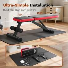 FLYBIRD Basic Weight Bench For Home Gym, 8 Backrests Adjustable Bench With 660LBS Weight Capacity For Chest Shoulders Arms Muscles, Foldable And Compact For Small Space Apartment Room - 經典黑 - 查看 6