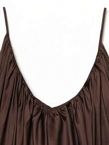 Áo hai dây xếp ly bằng satin gợi cảm, thời trang nữ mùa hè DEEKA. - Cà phê nâu - Xem 9