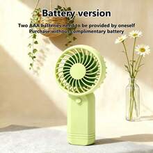1 pieza Mini ventilador de mano, funciona con 2 pilas AAA (pilas no incluidas), viene con cordón. El tiempo de funcionamiento del ventilador depende de la capacidad de la batería, por favor compre baterías de alta capacidad. - Soporte de Mano - Ver 8
