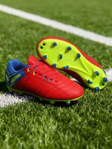 Boys Girls Soccer Football Cleats Shoes(Toddler/Little Kid/Big Kid) Back To School Shoes - 紅色 - 查看 2