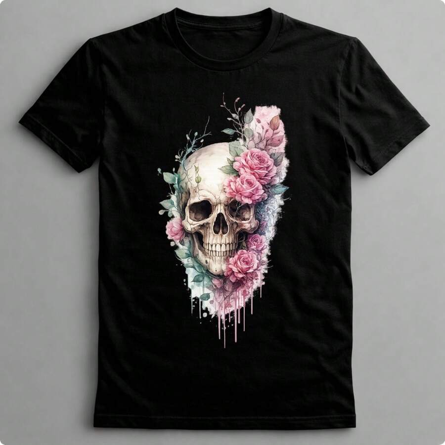 Suffix Skull T-Shirt Premium Shirt 100% Cotton Promotional Price Men's Women's Casual T-Shirt Streetwear - BLACK-EST 26 - 查看 1