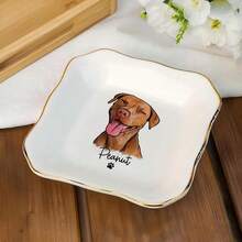 1 chiếc đĩa đựng nhẫn in ảnh chó mèo theo yêu cầu, đĩa đựng trang sức chân dung thú cưng cá nhân hóa, đĩa đựng đồ trang sức cho người yêu chó, quà tặng cho người yêu thú cưng, quà tặng đính hôn, quà tặng thú cưng - trắng - Xem 7