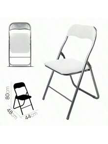 BLOOM STORE-Silla plegable para computadora, salón o entrenamiento 44,5*44*79 cm, respaldo y cojín de PU, cómoda y resistente, disponible en varios colores - blanco - Ver 3