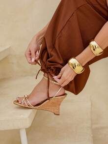 Women's Loose-Fitting Jumpsuit, Wide-Leg  Style, Jogger Style With Thin Straps And A Bow Tie - Comfortable And Elegant - 鏽棕色 - 查看 4