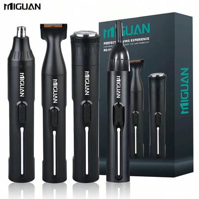 4-In-1 Professional Grooming Kit, USB Rechargeable Nose & Ear Hair Trimmer, Beard And Eyebrow Razor, Men'S Personal Care Tools Battery Capacity 500mAh