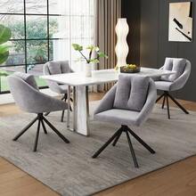 Modern Swivel Chair In Grey Velvet, Elegant And Comfortable, Made Of Breathable Velvet, With An Ergonomic Design. Set Of Four Chairs. - Grey - View 9