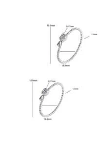 1pc S925 Sterling Silver Romantic Heart Ring, Versatile Braided Design Knuckle Ring, Delicate Sweet Personalized Niche Heart-Shaped Ring Gift For Women - Love - View 7