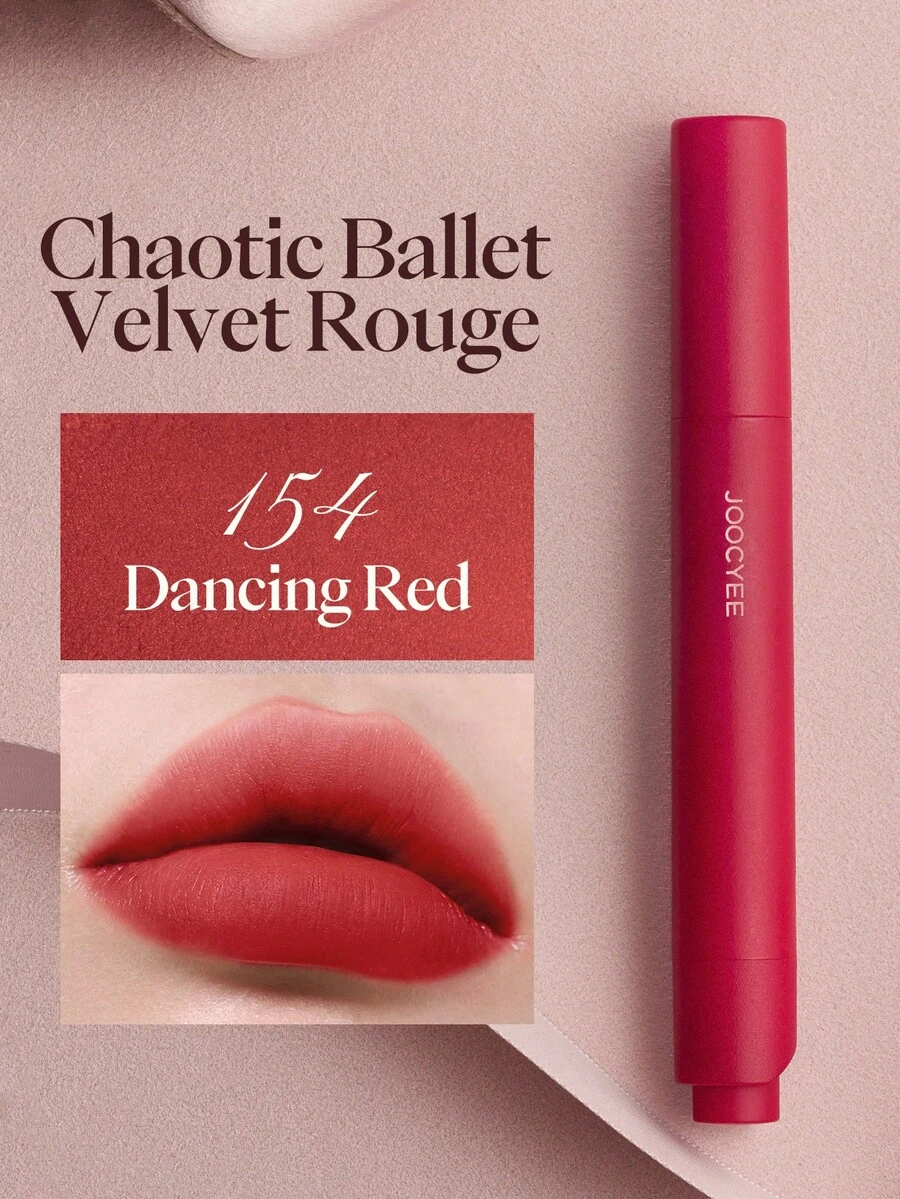 JOOCYEE Velvet Rouge Lip Tint Pen, Matte Velvety Ballerina Nude Lip Cream - #154 Dancing Red - 查看 1