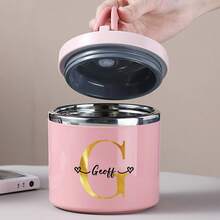 Stainless Steel Personalized Custom Name 21.3oz Insulated Lunch Box With Handle, Thermal Food Container, Portable Handheld Lunch Box, Suitable For Hot Soup And Meals, Reusable Round Breakfast Cup, Kitchen Storage Box, Hand Wash Only - G - Xem 13