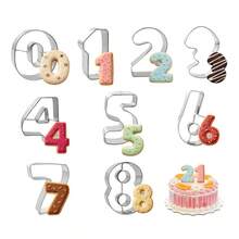 9pcs Numeric Cookie Cutter Set, Birthday Numbers, Stainless Steel Cookie Molds, Baking Numeric Shaped Baking Tools, Suitable For Home Baking Cookies, Dough - View 6