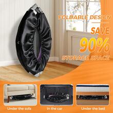 40" Foldable Mini Trampoline, With Durable Bungee Band And Adjustable Foam Handle For Home Gym,Indoor Trampoline For Kids, Adults Indoor/Garden Workout, Fitness Rebounder With Adjusta - 黑色 - 查看 9