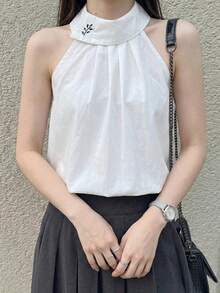 Áo croptop không tay màu trắng dáng casual dành cho nữ Y6Y, hàng mới về mùa hè. - trắng - Xem 5