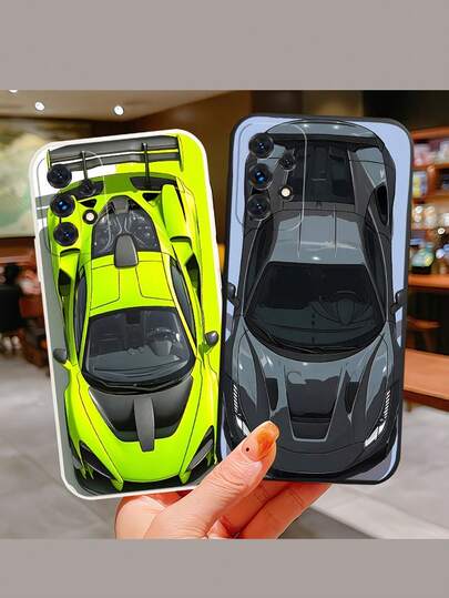 2 piezas Funda de teléfono con borde recto perforado y pintura de colores, a prueba de caídas, compatible con Samsung Galaxy S25/S25PLUS/S25 Ultra/A16/A36/A26/A56/A50/A12/A32/A52/A72/A51/A21S/A13/A14/S24/S24PLUS/S24Ultra,S22/A52/A53/A54/A55S23/ 11/12Pro/12/12X/13Pro/14Pro/15Pro/, 10/9/Note9/12c/Note11pro/Note8Pro