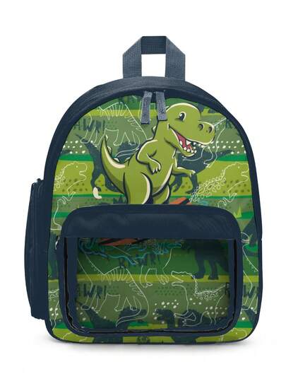 Kids Fashionable Cute Dinosaur Pattern Backpack With PVC Transparent Pocket, Suitable For Picnic, Short Trip, Outdoor Sports, Perfect Back To School Gift