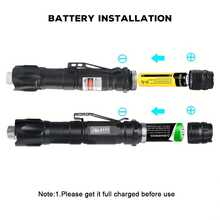 1 SET Rechargeable Green Laser Tactical Flashlight With 2PCS 18650 Battery, Durable Aluminum Body, Green Light Engineering Indicator Pen For Indoor Teaching, Night Observation, Research Pedants & Outdoor Activities, Ideal For Camping, Hunting - Black - View 4