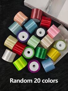 20 Rolls Of 4cm Width Polyester Satin Ribbon, 20 Different Colors Combination, For Flower Wrapping, DIY Hair Accessories, Party Decoration, Wedding & Event Decorations - Ribbon - View 12