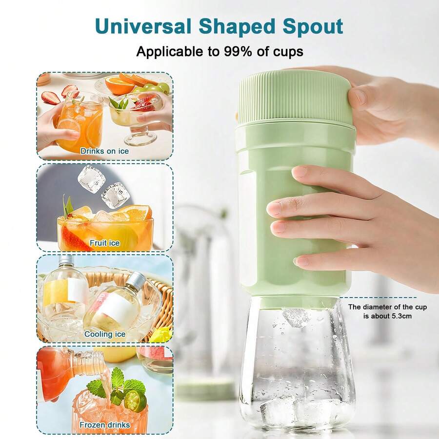 旋转式瓶装制冰器，配3个冰格，旋转式冰格带防尘盖，旋转即可取出冰块，轻松旋转即可取出，适用于饮料、咖啡、鸡尾酒（绿色） - 彩色 - 查看 1