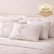 2个装优质竹纤维枕头，尺寸50x60厘米，填充物650克，柔软舒适，凉爽透气，低过敏性，土耳其制造 - 白色 - 查看 2