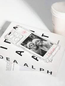 1pc Customizable Phone Case, Text Phone Case, Compatible With Samsung S24 Ultra/S25 Ultra And IPhone17 ProMax/16/15/14 Plus/13 Pro/12 Pro Max/11/7P/XS/XR, Made Of Transparent TPU Material, Scratch-Resistant, Fingerprint-Proof, Personalized Design With Letter Name, Heart Pattern, Suitable For Individual, Holiday, Couple, Family, Friend, Spouse, Sister, Birthday, Anniversary Gift - Clear - View 7