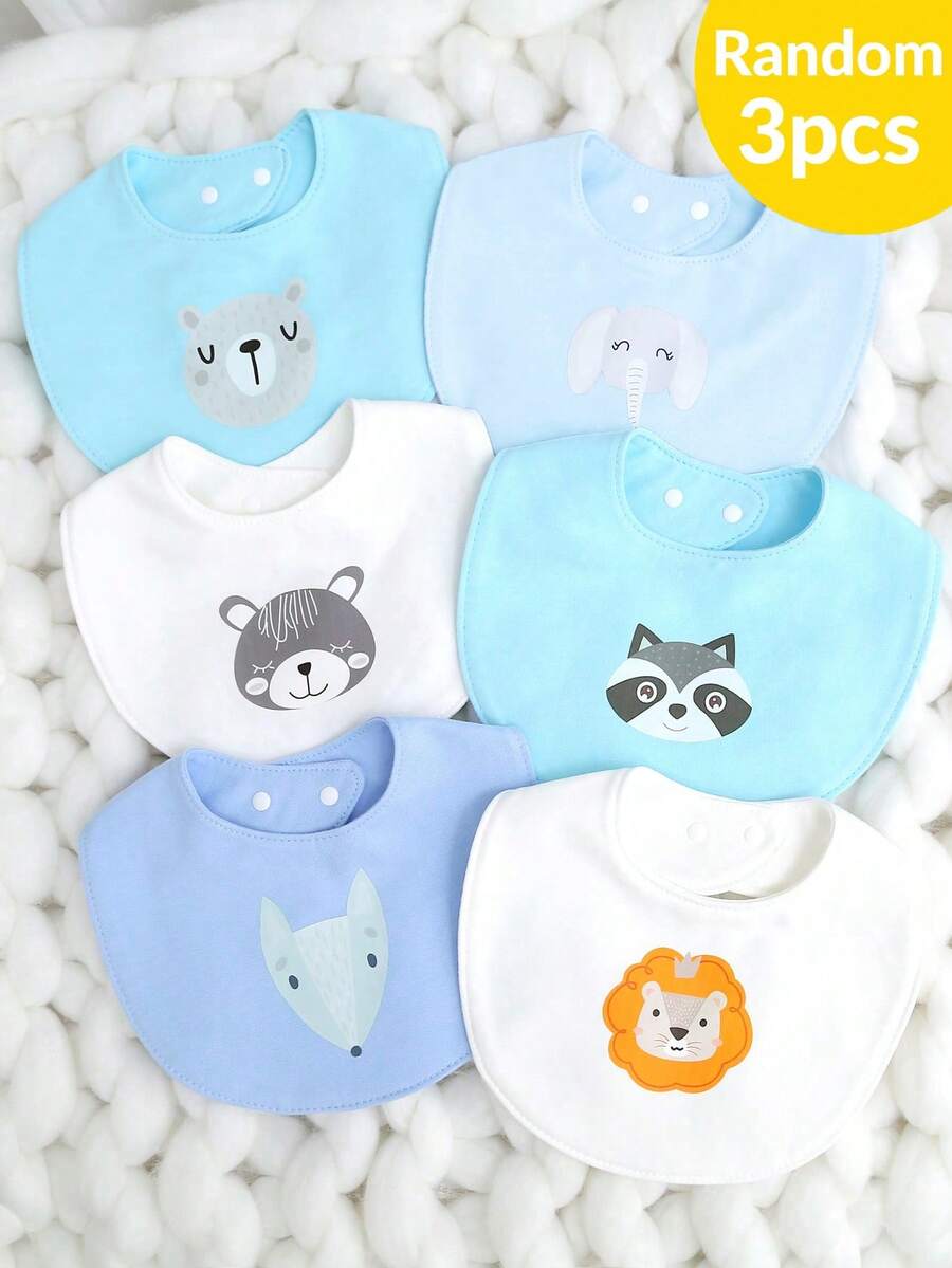 momscare 3 Cái/bộ Yếm Bé Trai Ngẫu Nhiên Với Họa Tiết Động Vật Dễ Thương - Nhiều màu - Xem 1