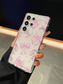 1个时尚创意甜美少女粉色蝴蝶结波点图案透明气垫TPU防震手机壳，适合作为三星Galaxy S22/23/24/25/A05/A05S/A53/A54/A55及其他型号的节日礼物 - 彩色 - 查看 5