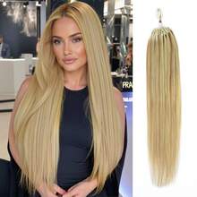 50pcs Micro Ring Hair Extensions, Mixed Gold S18/22 Straight, Micro Bead Connection, With Fishing Line, Real Hair, 50g, Invisible Micro Ring Hair Extensions - SP18/22 - View 12