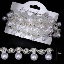 DUCristal, 1 yarda/paquete, colgante de perlas de cristal, cadena de garra, Base plateada, cadena de borlas de cristal para zapatos, vestido/decoración de U9QC - Plata 15 mm - Ver 9