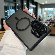 适用于三星 Galaxy S26 Ultra、S25 Ultra、S24、S23FE Plus Ultra、A55、A56、A16、A17、A36 等机型的优质磨砂磁吸保护壳。功能包括：全方位摄像头保护、集成镜头膜、触感柔软、防指纹、支持无线充电和防摔设计。 - 黑色 - 查看 8