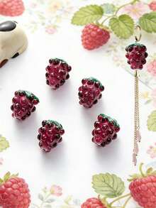 5/10/Piezas/1 paquete Decoraciones colgantes de frambuesa y fresa glaseadas, adecuadas para hacer collares, aretes, pulseras y joyería DIY - 5 piezas de uvas glaseadas - Ver 8