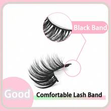 30对交叉假睫毛，纤细轻盈，自然妆效，貂毛绒绒条状假睫毛，尺寸6-22毫米 - 黑色 - 查看 7