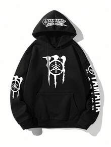 Unisex Retro Racing Claw Print Hoodie, Featuring Bold Front And Back Graphic Designs With Racing-Inspired Claw Marks And Vintage Moto Racing Emblems, Complemented By Sleeve Accents, Available In Classic Navy And Versatile White, Blending Streetwear Edge, Retro Motorsport Aesthetics, And Casual Comfort, Crafted From Soft And Breathable Fabric With A Relaxed Fit Ideal For Daily Wear, Street Outings, And Racing Fan Gatherings, Perfect As A Gift For Motorsport Enthusiasts, Street Style Lovers, And Anyone Embracing Nostalgic Racing Vibes, Offering A Unique And Compliant Design That Captures The Spirit Of Racing Culture Without Any Trademarked Elements, Making It A Standout Piece For Your Wardrobe Or Online Store. - màu đen - Xem 2