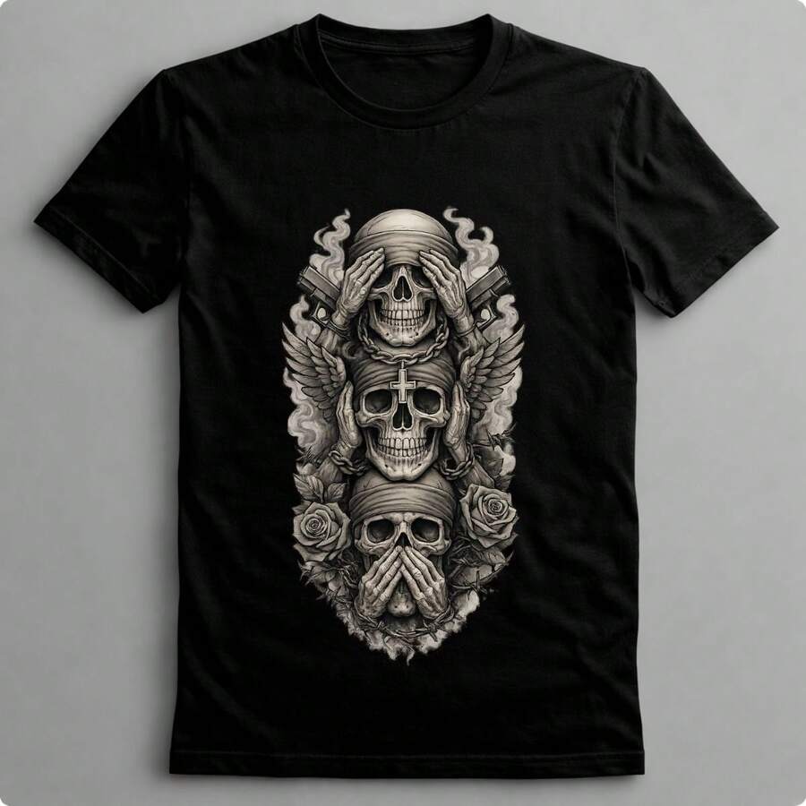 Suffix Skull T-Shirt Premium Shirt 100% Cotton Promotional Price Men's Women's Casual T-Shirt Streetwear - 最黑暗的 28 - 查看 1