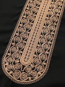 Islamic Robe Muslim Men's Clothing, Handmade Embroidered Loose Breathable Moroccan Kaftan Abaya Robe For Men - Black - View 5